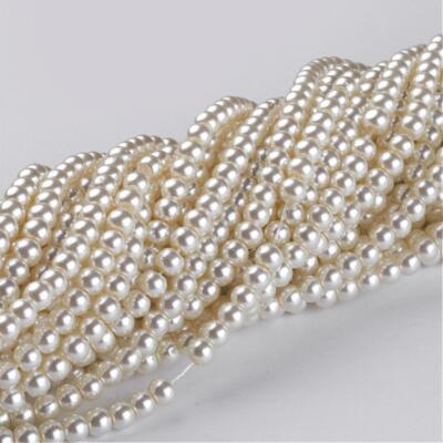 4mm Glaswachsperlen 216St. Fädelloch 0.8-1mm lightblue ivory white silver