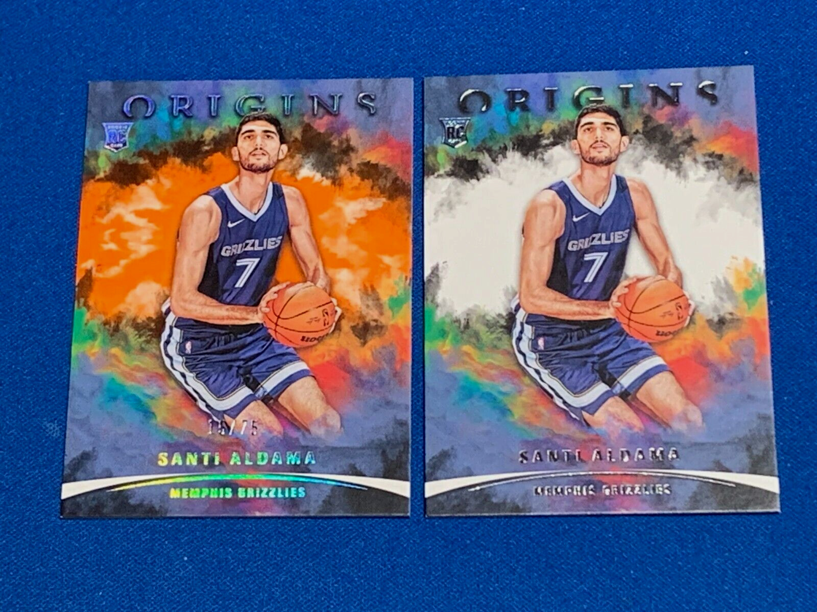 Santi Aldama (RC) Memphis Grizzlies, 2021 Origins Orange #15/75 and Base