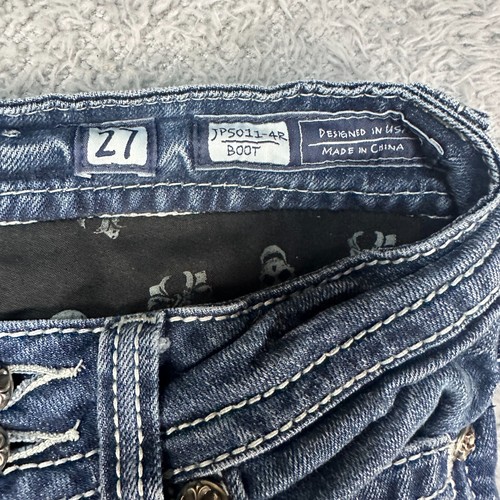 Stivaletto Miss Me taglio blu denim sbiadito tasche anteriori Bling taglia 27 - Foto 6 di 12
