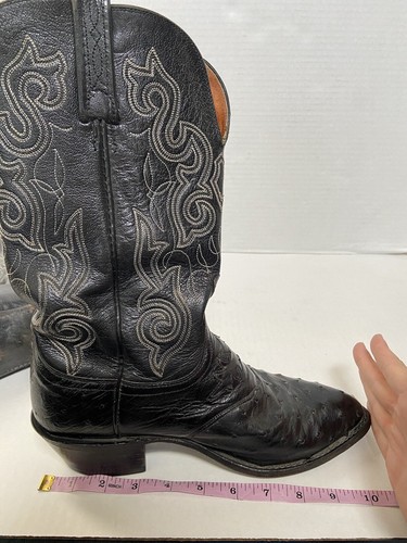 Lucchese Cowboy Boots Western Ostrich Mens Leather Shoes Black Exotic Sz 8C 1883 - 第 10/14 張圖片