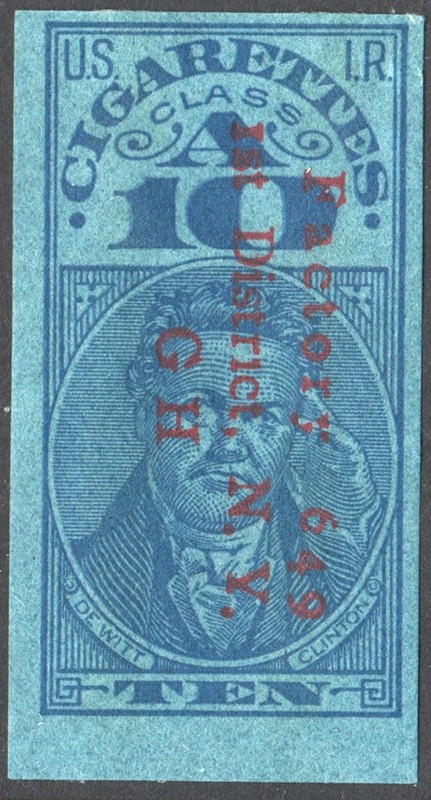 TA133a Series of 1918-20 Cigarette Revenue Stamp: 10 Cigarettes; Used
