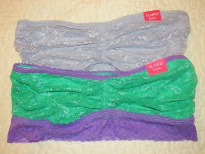 848B1-L02 Hanes 122072 Girls Lace Bandeau 2 Pk XL Grey/Green