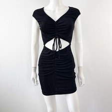 White Fox Black Natural Element Mini Dress Size L Cut-Out Stretchy Clubwear NEW