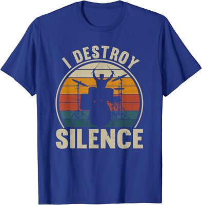 Vintage Drums Player I Destroy Silence Drummer Unisex T-Shirt