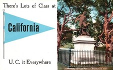 Vintage Postcard 1910s Lots of Class at University of California Berkeley Statue