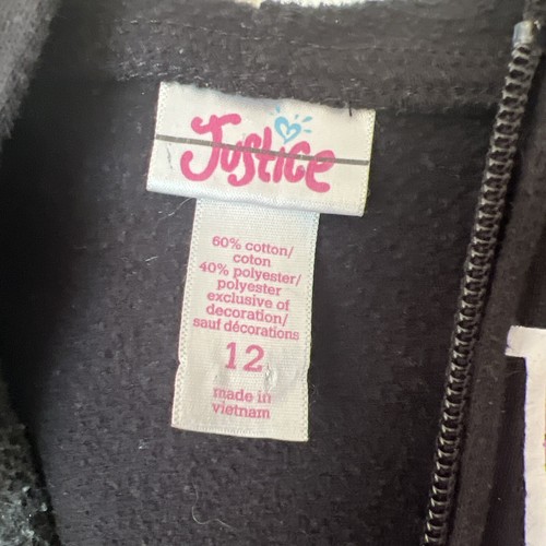 Justice Girls Sequin Love to Be Me Zip-up Black Hoodie, Size 12 - Picture 5 of 6