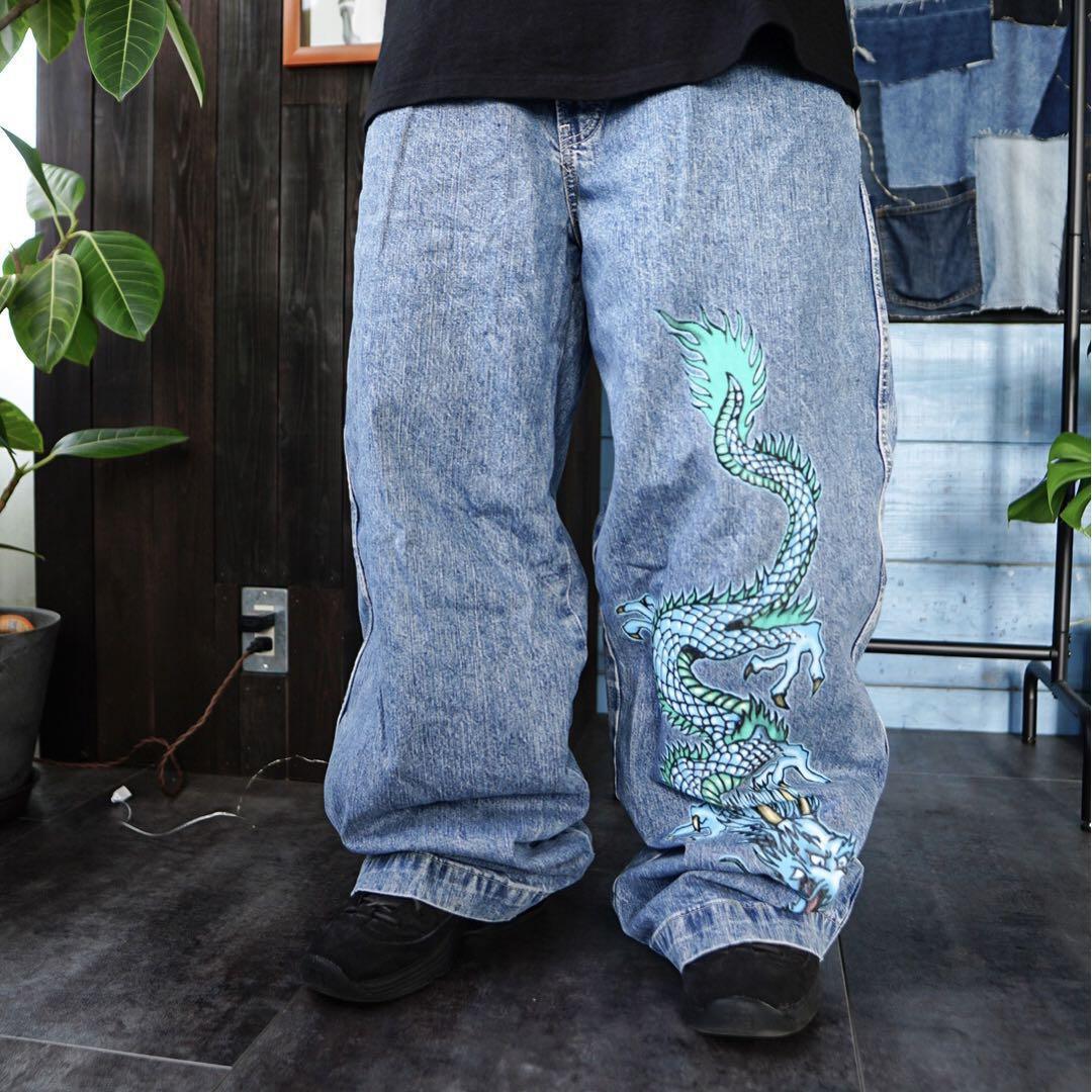 Super Rare Jnco Jeans Dragon Baggy Denim Extra Thick 90s-00s Super Rare Jnco Jeans Dragon Baggy Denim Extra Thick 90s-00s