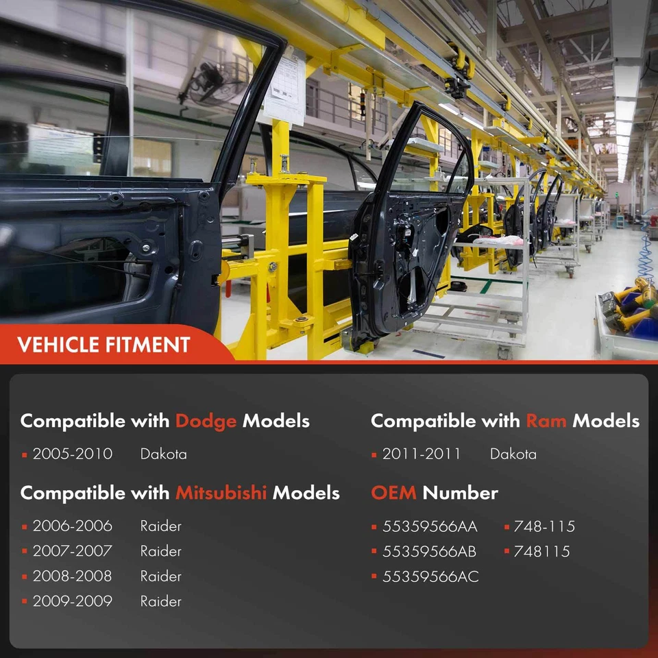 Regulador de ventana eléctrica delantero derecho con motor para Dodge Mitsubishi Raider 05-10 Foto 3 de 4