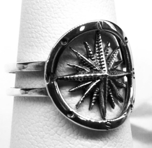 Compass Nautical Direction Sterling Silver Oxidized Ring - Size 9 - Picture 11 of 12