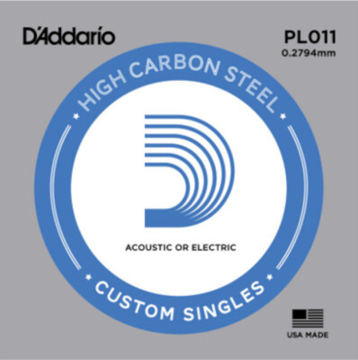 D'Addario PL011 - plain steel Einzelsaite .011 für E-Gitarre / Westerngitarre