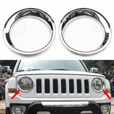Chrome ABS Front Headlight Lamp Cover Molding Trim For Jeep Patriot 2011-2016