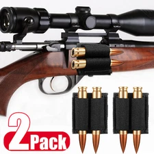 2 Pack Buttstock 2 Round Bullet Holder for Rifle 223 308 30-06 Ammo Holder Pouch