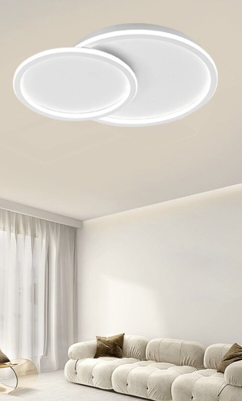 Plafoniera Moderna LED 45W 3600Lm - Design 2 Cerchi Bianco PN-26