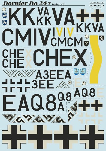 Print Scale 72-191 - 1/72 Decal for Dornier Do 24 T (Aircraft wet decal) - Picture 9 of 12