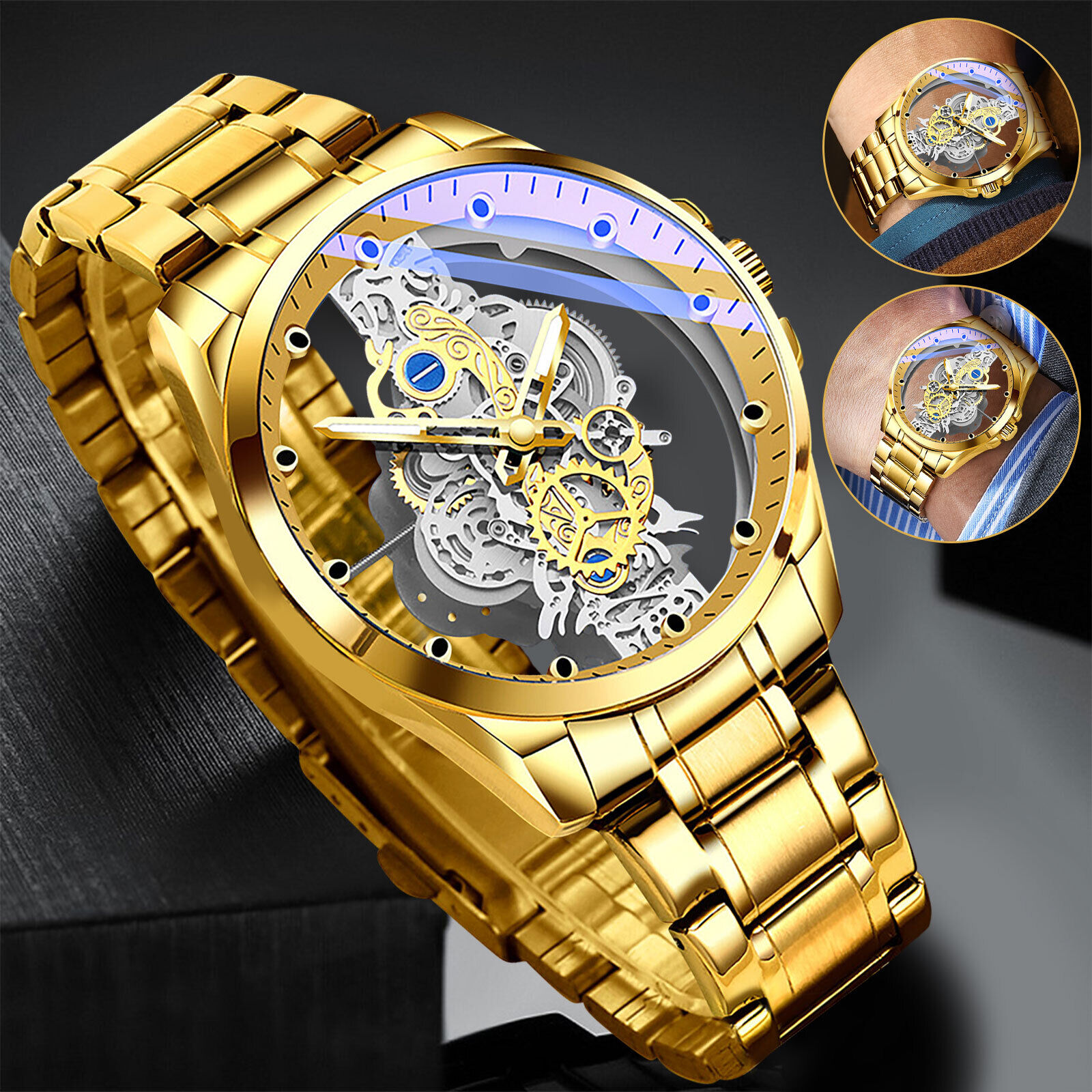 Fashion Men Waterproof Watch Anti-scratch Stainless Steel Quartz Male Wristwatch