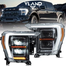 For 2021-23 Ford F-150 VLAND Projector Full LED Headlights Front Lamps Assembly