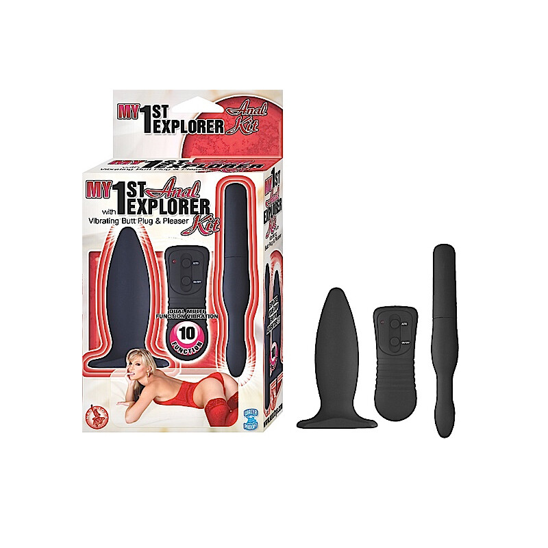 My 1St Anal Explorer Kit Vibrating Anal butt plug Probe Sex Toy Set -Black 