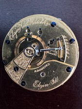 VINTAGE 18 SIZE ELGIN POCKET WATCH MOVEMENT GR. 125 KEEPING TIME GILT 15 JEWEL