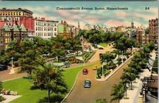 1947 Commonwealth Avenue Boston Massachusetts Antique Linen Postcard 