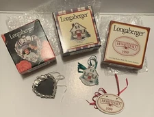 Longaberger Basket Tie-On Basket Accessories Lot of 3 “From Our House To Yours”