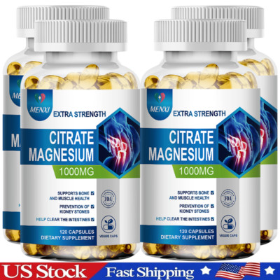 Magnesium Citrate 1000mg Capsules Super Strong Effective Vegan Capsules EXP 2027
