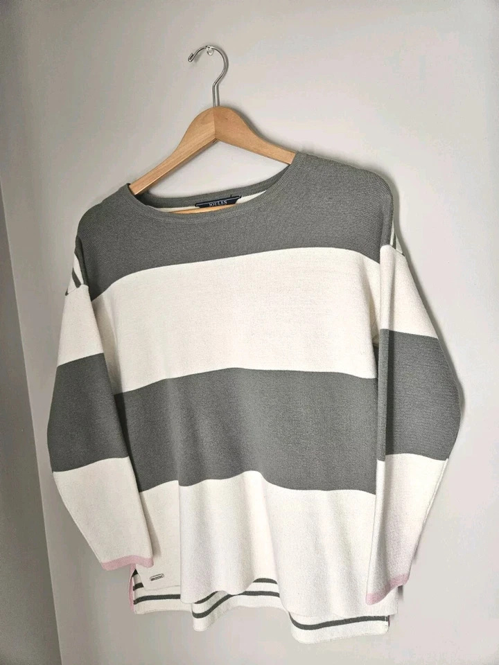 Свитер Joules Uma белый зеленый розовый свитер хлопок шерстяная смесь размер 6 средний - Изображение 2 из 4