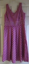 Purple polka dot sleeveless Tea dress Petites size 8P cotton ladies Vneck EUC