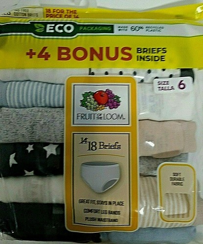 Girls 18 Pack ~ FRUIT OF THE LOOM Cotton Underwear Size 4, 6 BRIEFS 10 HIPSTERS - Picture 7 of 10