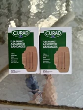 CURAD Flex-Fabric Assorted Bandages-Woven Stretch band-aid -2 Box Lot