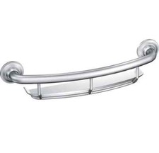 Moen Chrome Bathroom Safety 16-Inch Screw-in Curved Shower Grab Bar With Shelf
