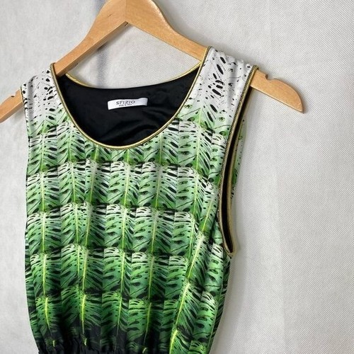 SFIZIO ladies dress sleeveless flowy green white black size 4 Made in USA - Picture 5 of 14