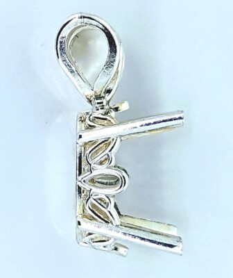 Sterling Silver Oval Solitaire Pendant Setting Scroll Mount 6x4mm ...