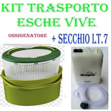 kit secchio vivo + ossigenatore a batteria pesca barca mare areatore traina 