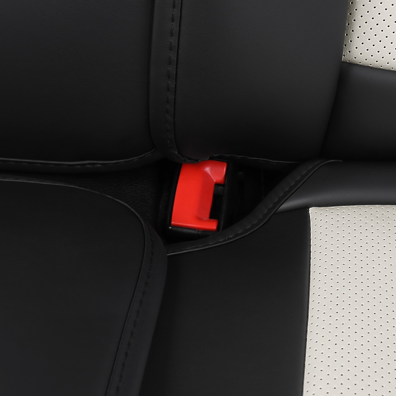 Menifomory Leather Seat Covers with Lumbar Support Fit Car Auto SUV Black+White