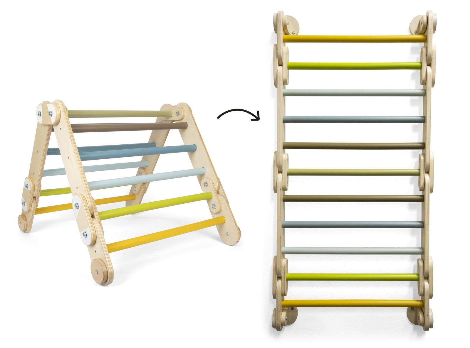 small foot klimmen driehoek muur bars 2in1 Adventure van hout, met 4 adapters, a