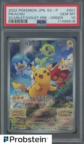 2022 Pokemon Japanese SV-P Scarlet & Violet Pre-Order #001 Pikachu PSA 10