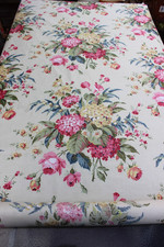Vintage 1920s Floral Glazed Cotton English Chintz Fabric Bolt - 5.5 m