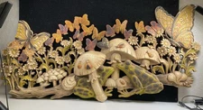 Burwood 1971 Mushroom Frog Butterfly Molded Plastic Wall Art 18x38 Large ❗️