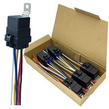 5 Pack 40/30 AMP 12V DC Waterproof Relay Kit with Heavy-Duty Pigtail, 5-PIN