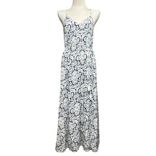 En Creme Maxi Length Sun Dress Blue White Medium