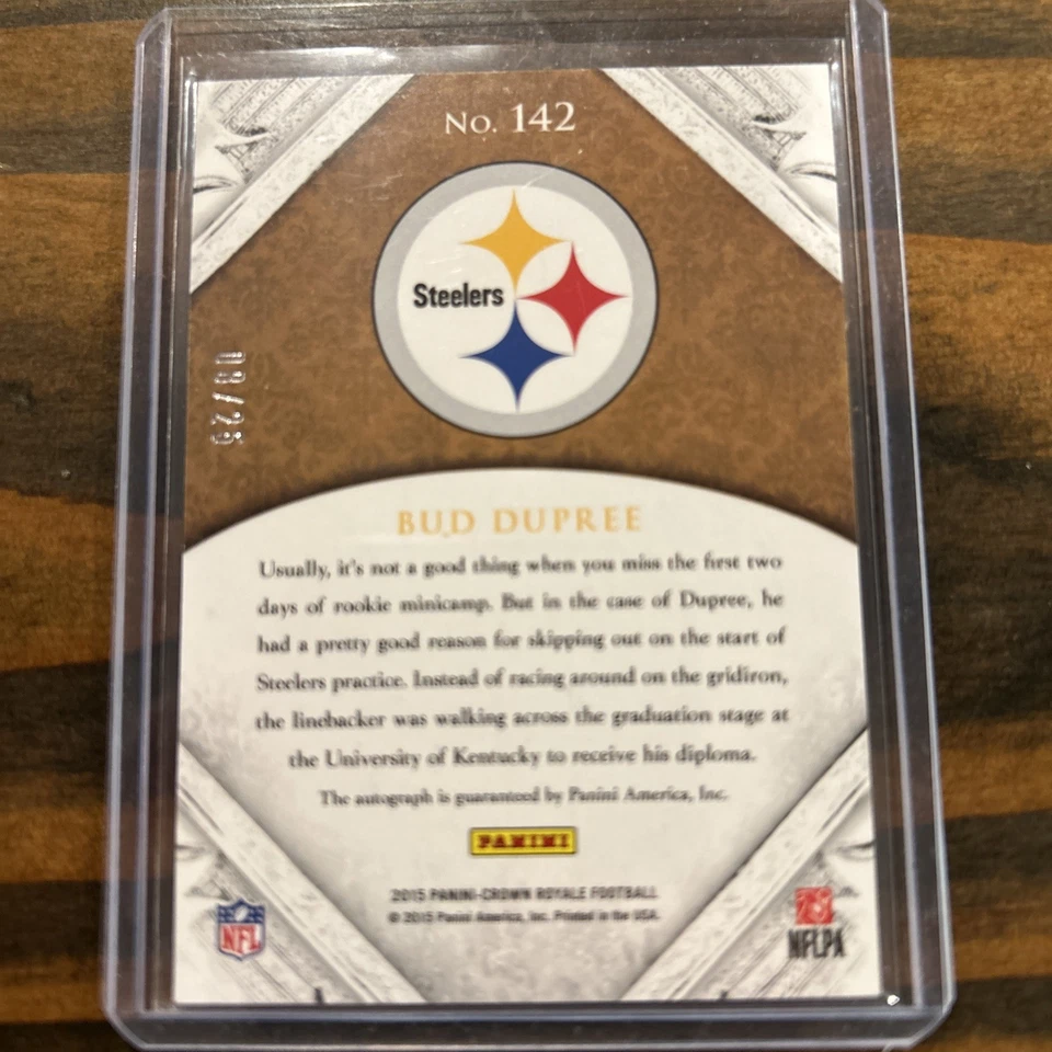 2015 Crown Royale #142 Bud Durpee Steelers Rookie Autograph #8/25 - Image 2 of 2