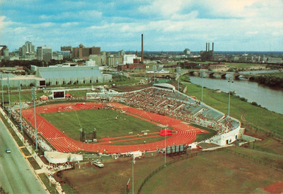 Postcard Indianapolis, IN: IUPUI's Track Field, Natatorium Sports Stadium