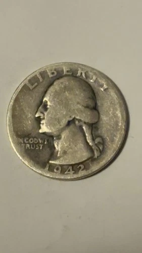 1942 Washington Quarter Silver 25C Circulated US Coin Uncertified 0.9 Fineness