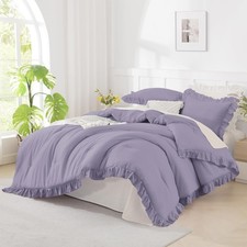 Comforter Set 3 Pieces California King 104x96In Purple Lightweight Andency Chic