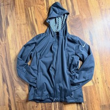 Nike Golf Hooded Jacket Mens Large Gray Full Zip Windbreaker Lightweight Perform