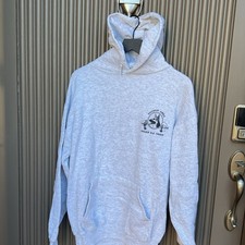 Mens XL Gray Cotton Blend Fleece Pullover Hoo...