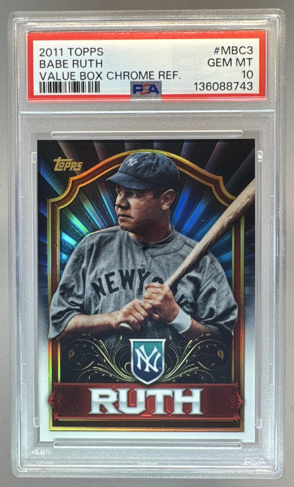 136088743 Babe Ruth 2011 Topps #MBC3 Chrome Refractor Value Box PSA 10 view 1