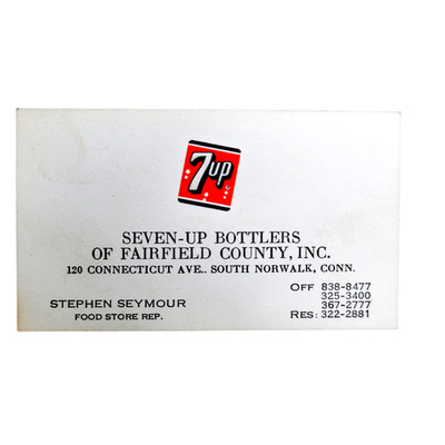 Vintage 7UP NORWALK CT Bottling Plant 1950s 1960s Business Card 7 Up Soda RARE