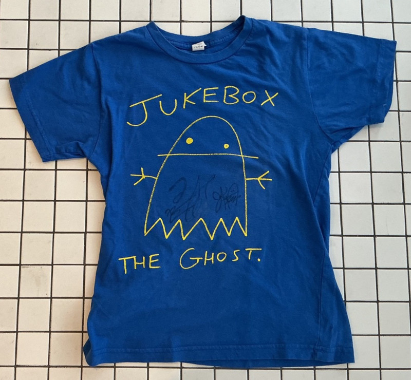 Signed Jukebox The Ghost band tee shirt size xs preshrunk cotton blue autographs