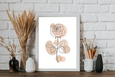 Digital Wall Art Download Printable Line Art Rose Flower Boho Print Decor